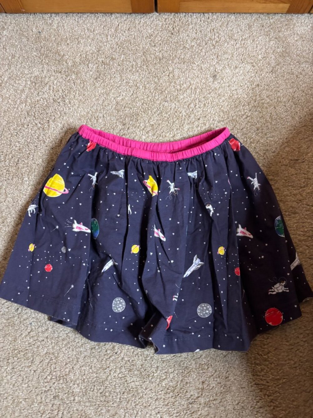 Mini Boden Navy and Pink Girls Space Skirt